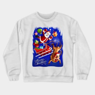 Santa and Reindeer falling Crewneck Sweatshirt